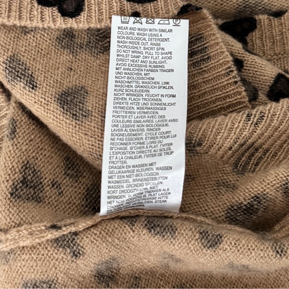 SCOTT & SCOTT LONDON Tan Mini Heart Print Crewneck Cashmere Sweater L - Picture 8 of 10